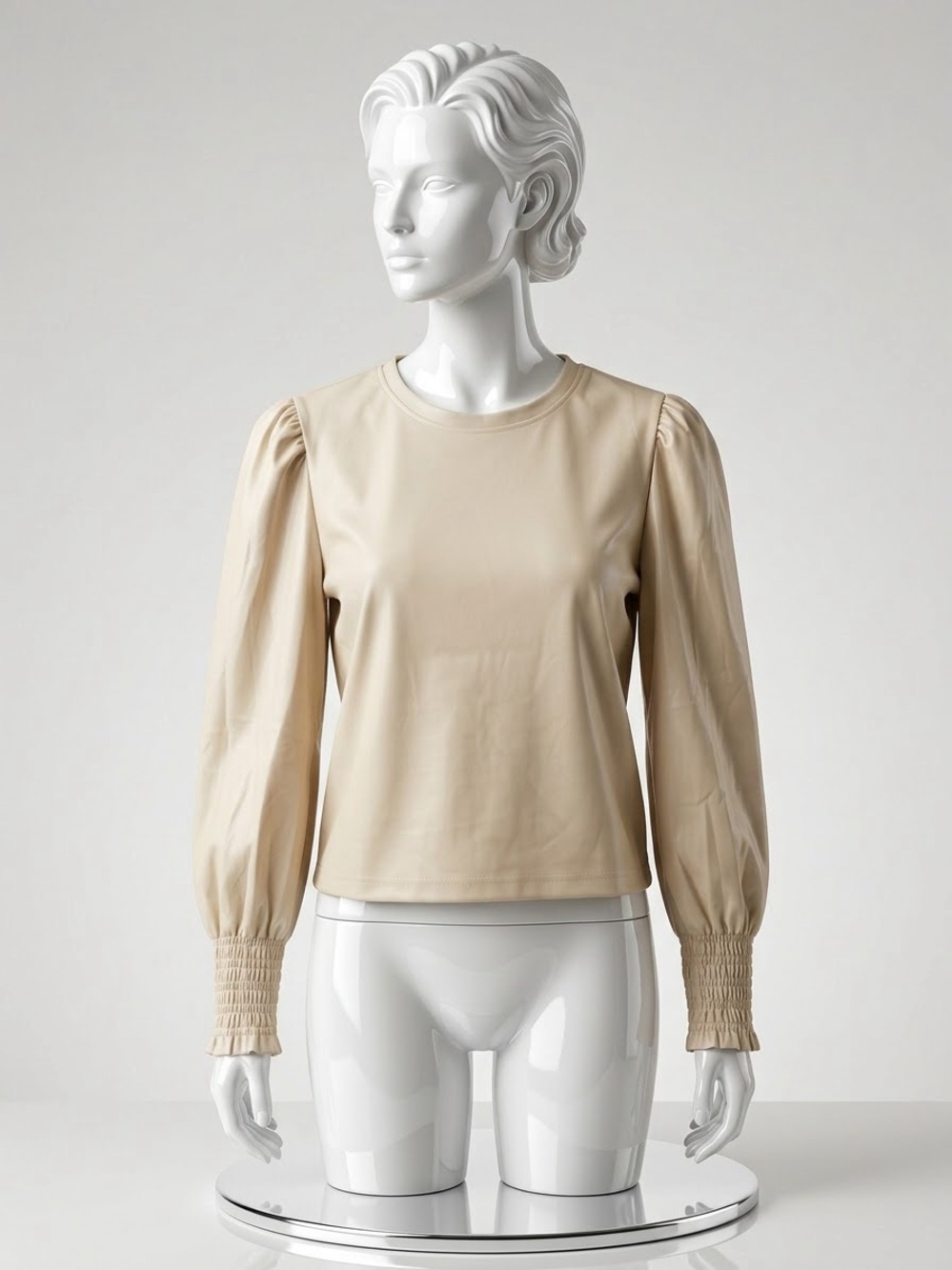 bagatelle Cream Puff-Sleeve Long-Sleeve Top